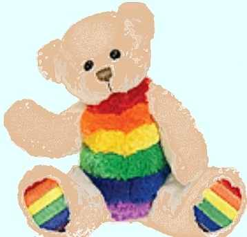 Brown teddy bear with pride colors